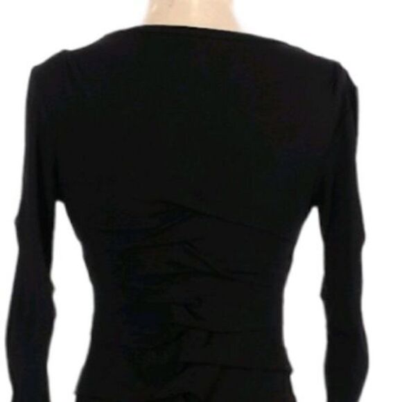 Vtg Witchy Long Statement Sleeve Ruched Knotted Jersey Knit Bodycon Black Sz 6 - Picture 6 of 9